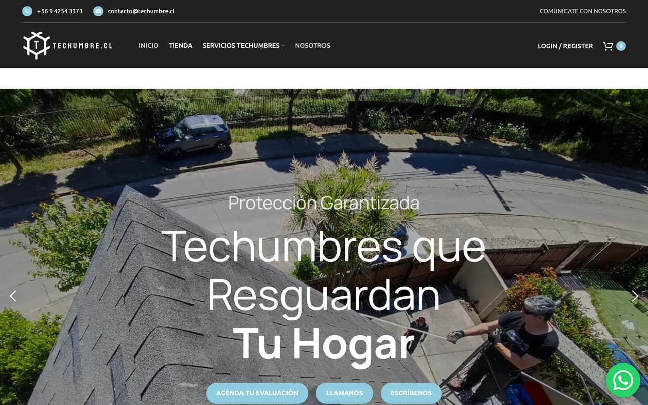 Portada de Techumbres Chile con fotografía aérea de una instalación de techo