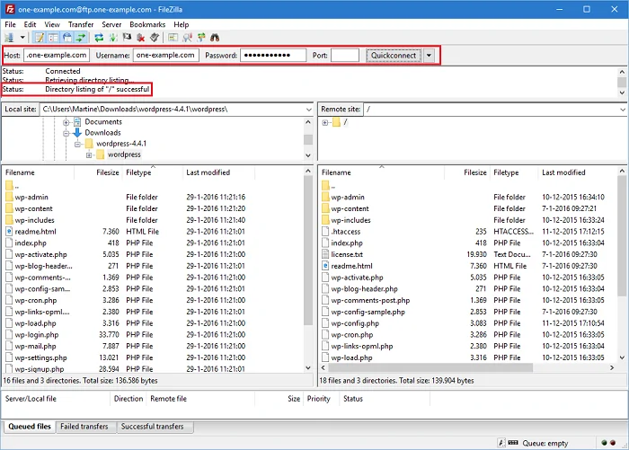 Cómo Instalar WordPress: Guía Paso a Paso 3 Subir archivos wordpress ftp