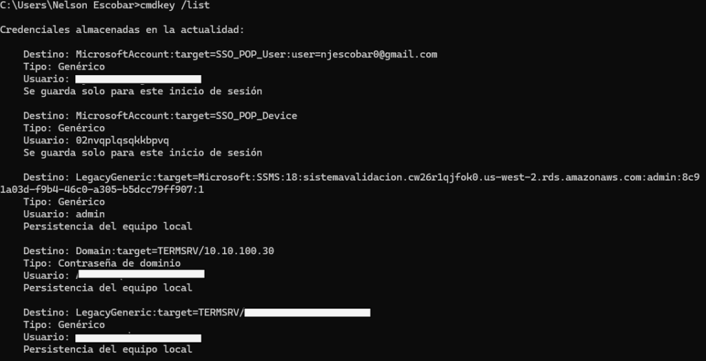 credenciales del almacen de windows