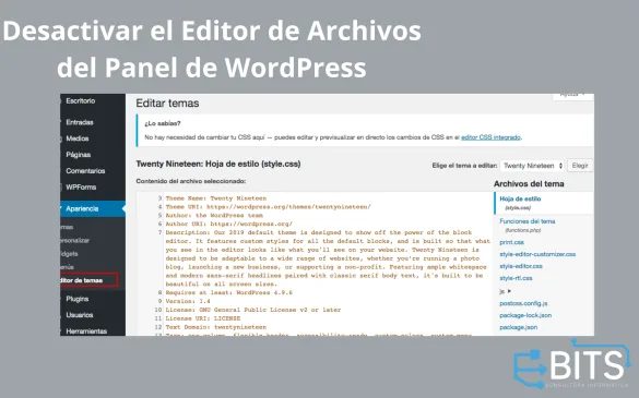 desactivar el editor de archivos wordpress