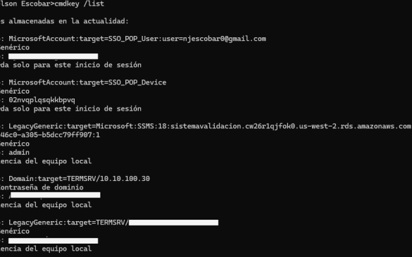 credenciales del almacen de windows